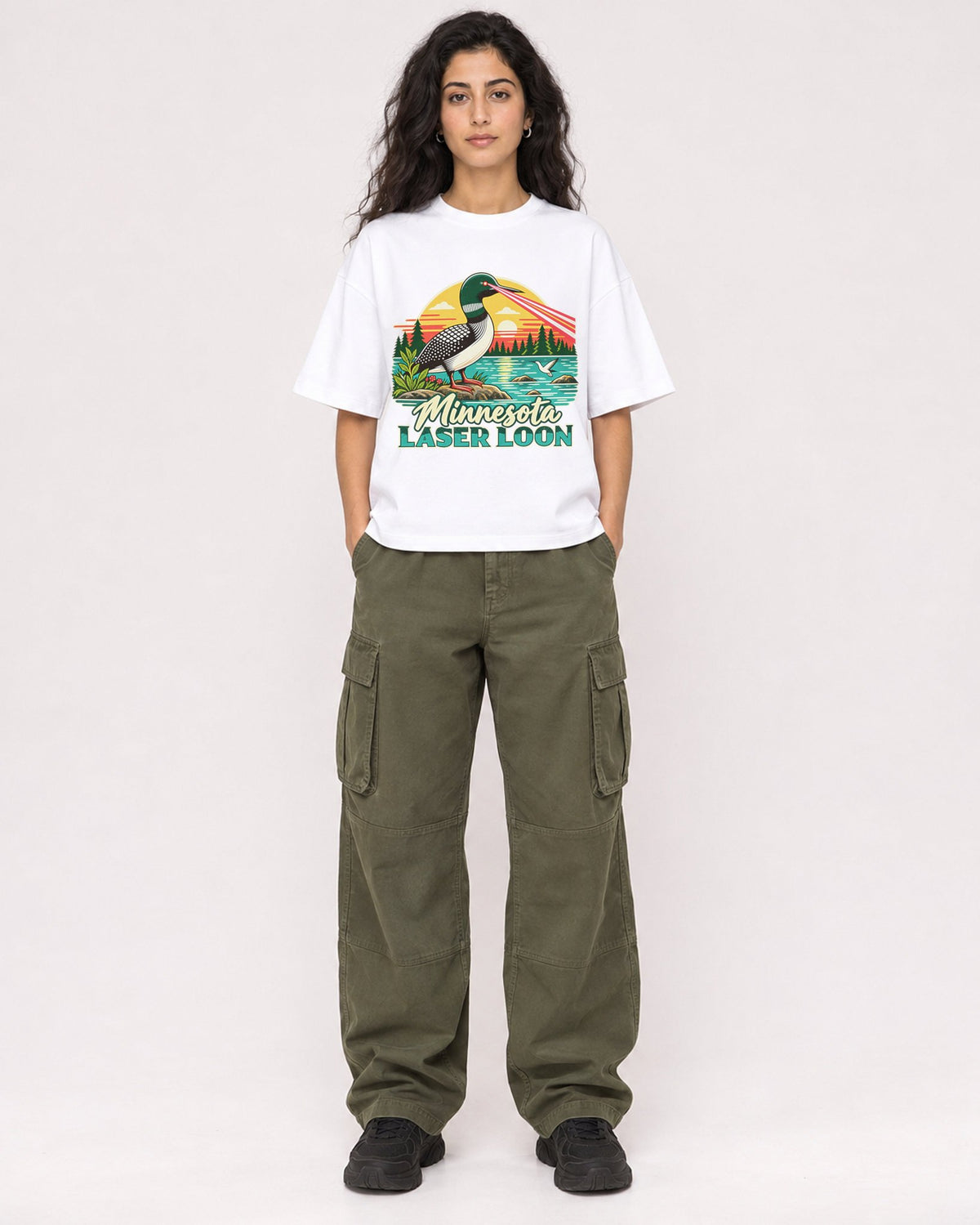 Mockup Boxy Heavyweight Tee White female full-body 07