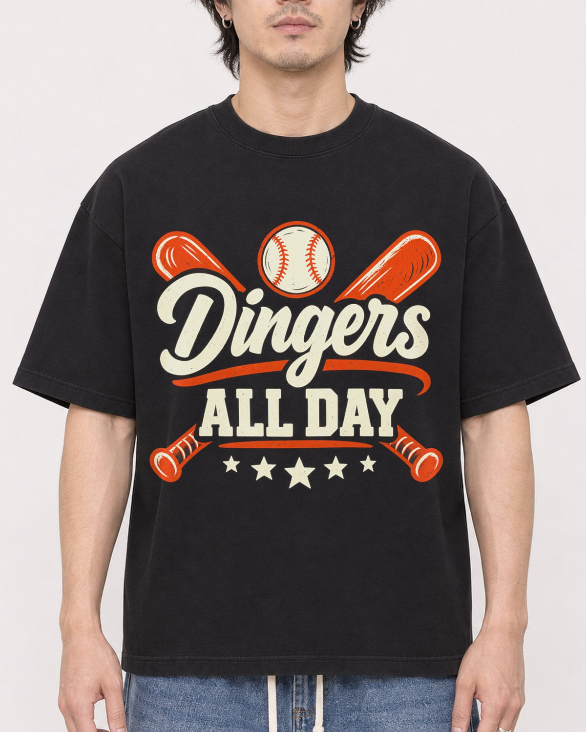 Mockup Boxy Heavyweight Tee Black male close-up 03