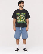 Mockup Boxy Heavyweight Tee Black male full-body 27