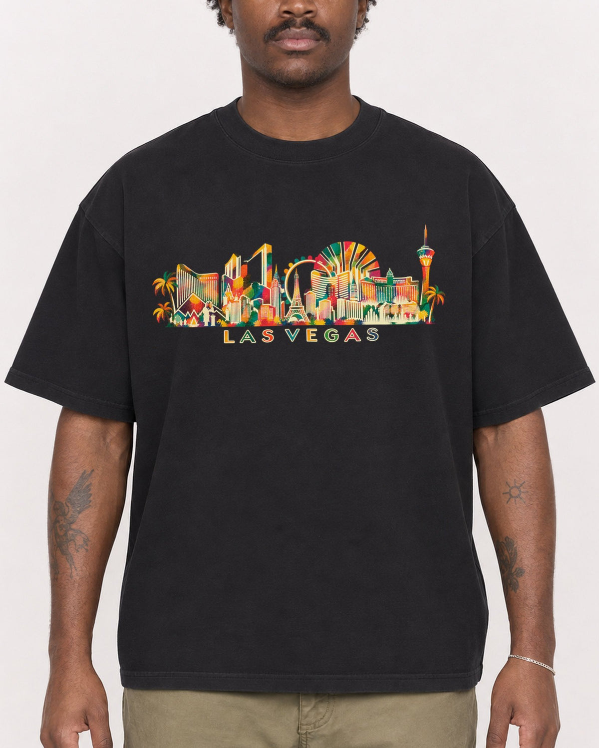 Mockup Boxy Heavyweight Tee Black male close-up 24