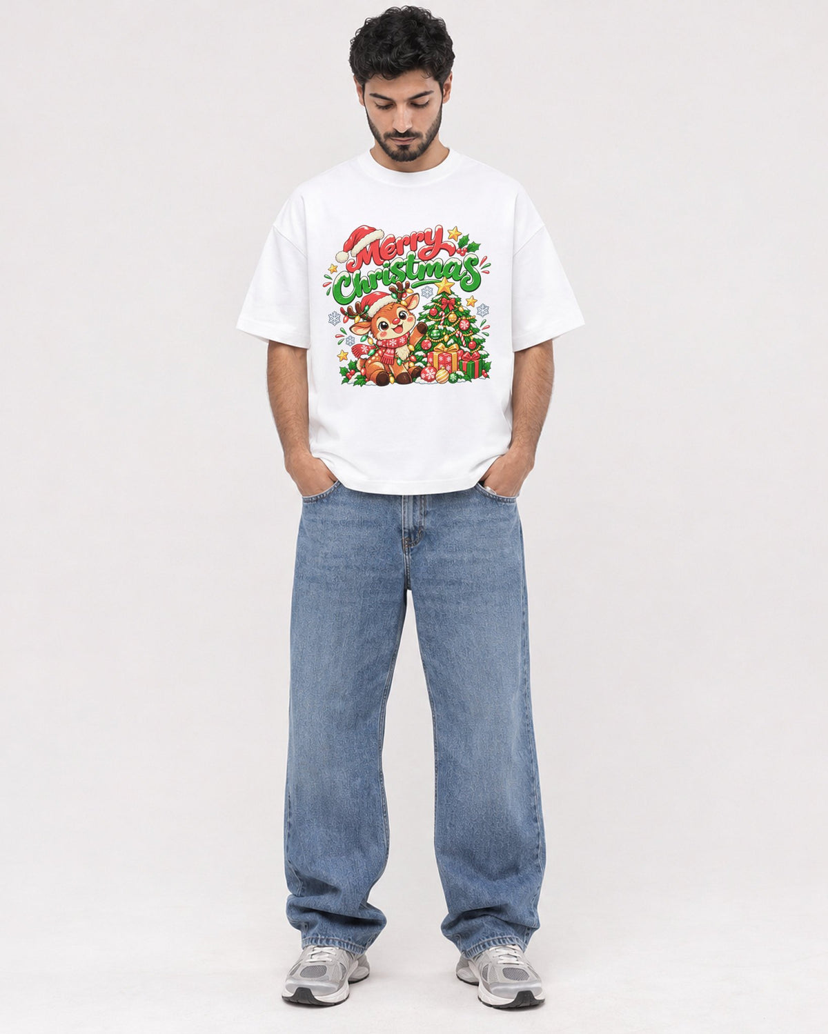 Mockup Boxy Heavyweight Tee White male full-body 07