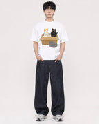 Mockup Boxy Heavyweight Tee White male full-body 01