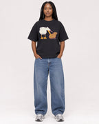Mockup Boxy Heavyweight Tee Black female full-body 04