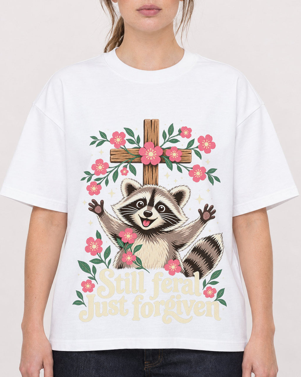 Mockup Boxy Heavyweight Tee White female close-up 29