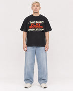 Mockup Boxy Heavyweight Tee Black male full-body 33