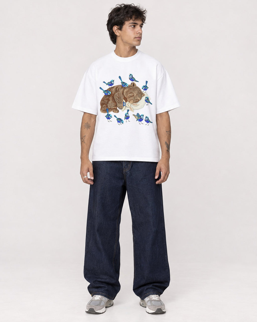 Mockup Boxy Heavyweight Tee White male full-body 06