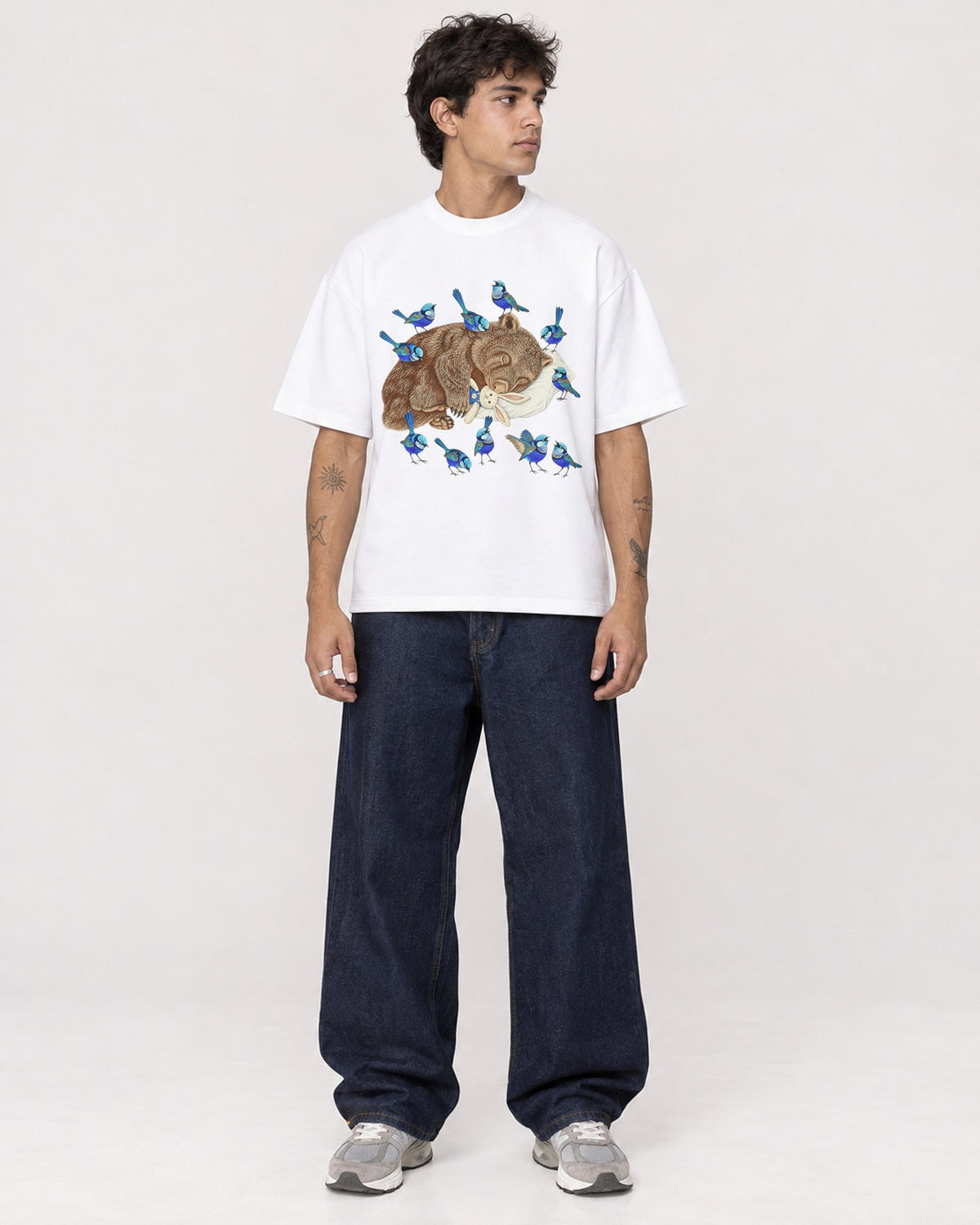 Mockup Boxy Heavyweight Tee White male full-body 06
