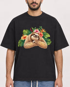 Mockup Boxy Heavyweight Tee Black male close-up 07