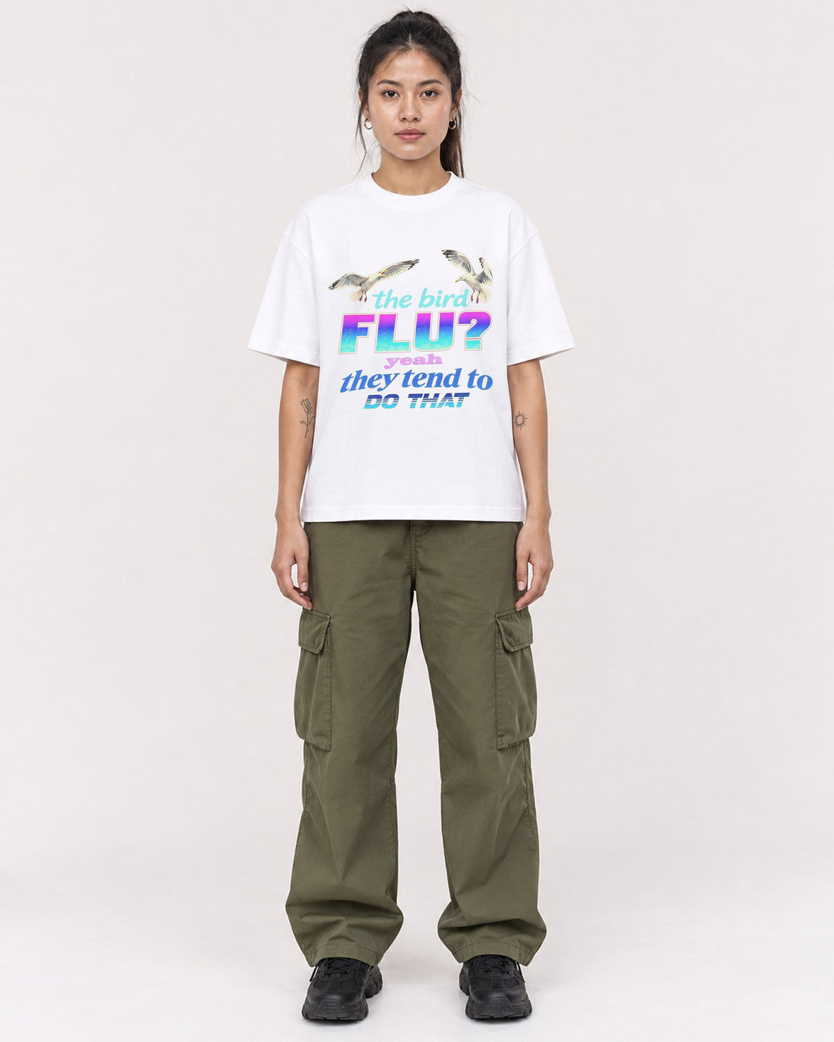 Mockup Boxy Heavyweight Tee White female full-body 42