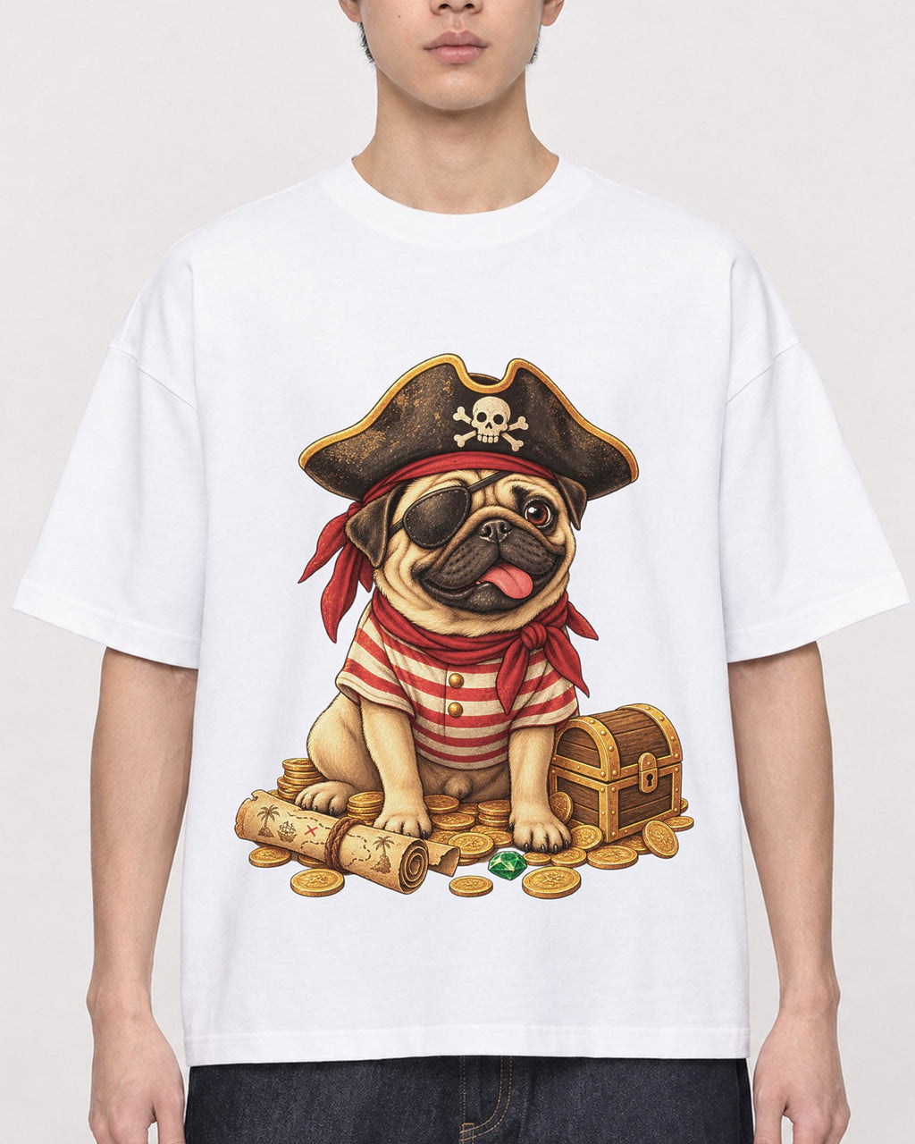 Mockup Boxy Heavyweight Tee White male close-up 01