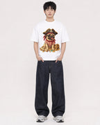 Mockup Boxy Heavyweight Tee White male full-body 01