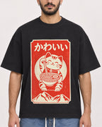 Mockup Boxy Heavyweight Tee Black male close-up 07