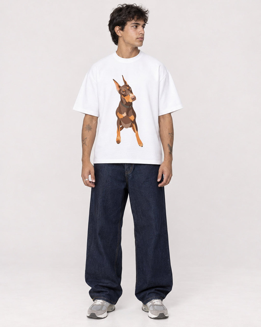 Mockup Boxy Heavyweight Tee White male full-body 06