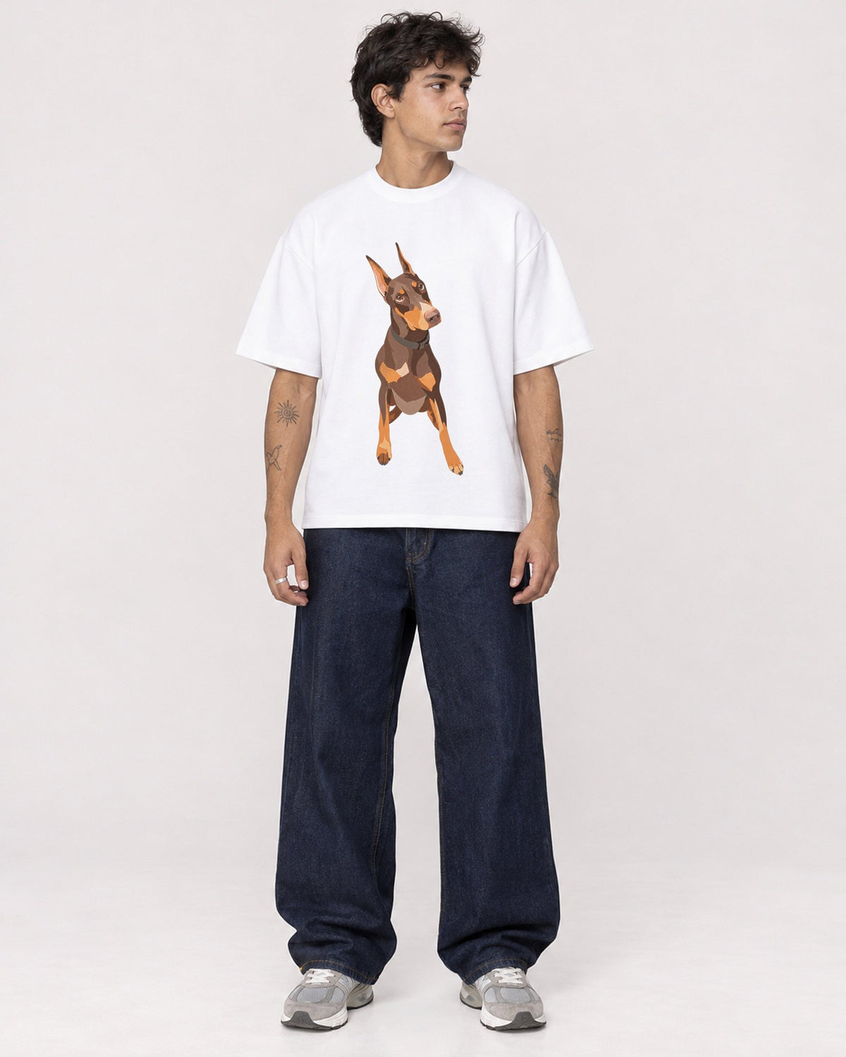 Mockup Boxy Heavyweight Tee White male full-body 06