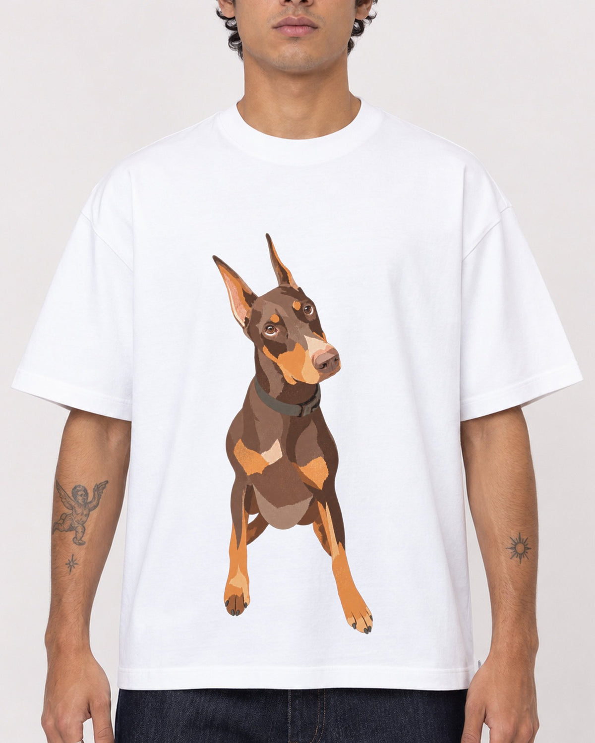 Mockup Boxy Heavyweight Tee White male close-up 06