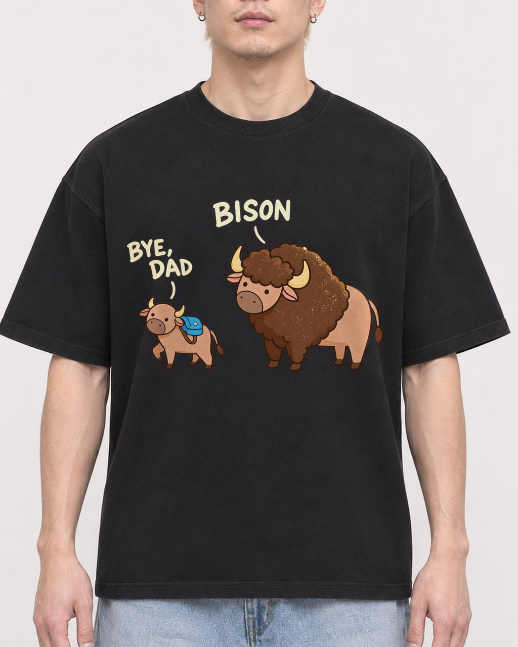 Mockup Boxy Heavyweight Tee Black male close-up 33