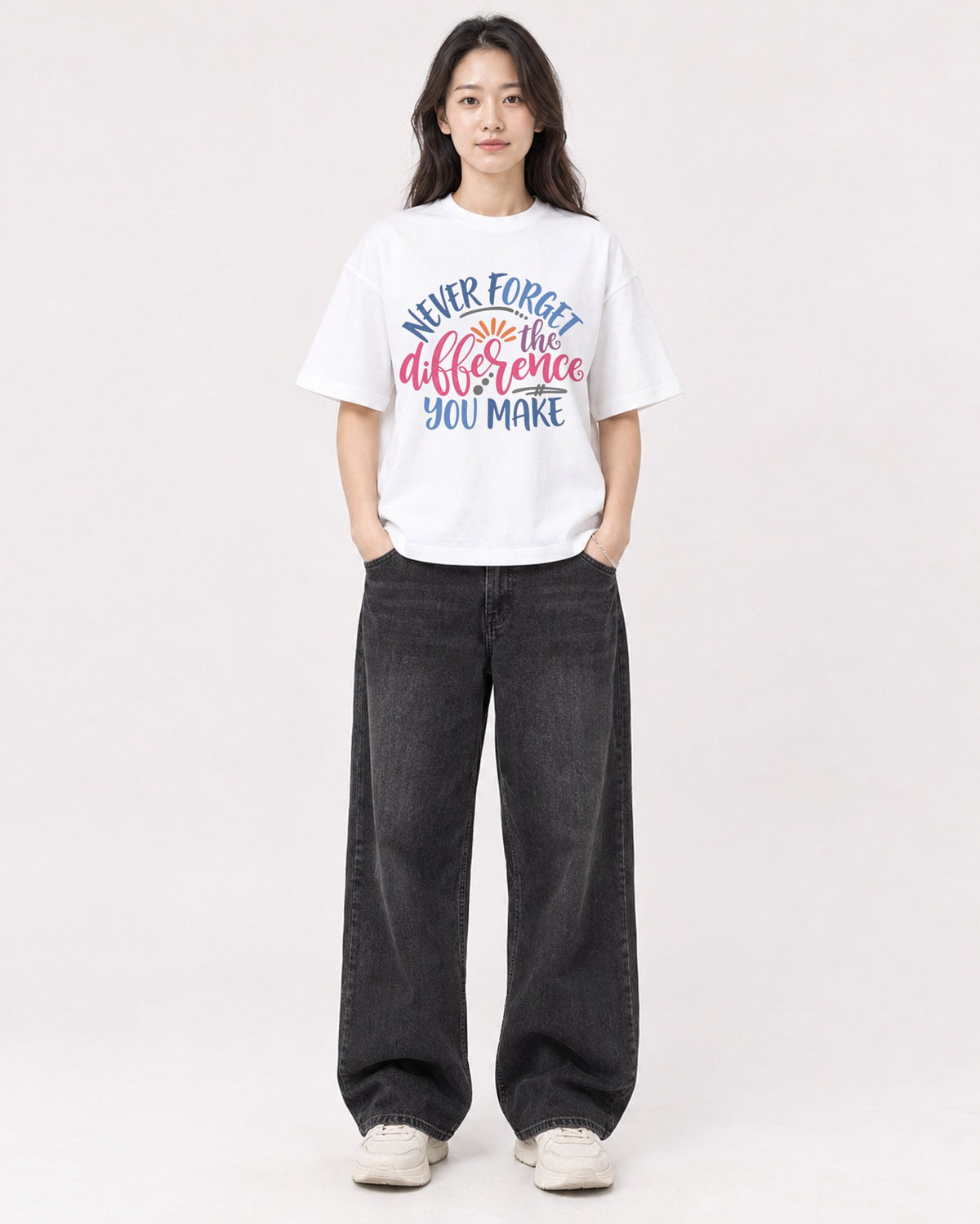 Mockup Boxy Heavyweight Tee White female full-body 03