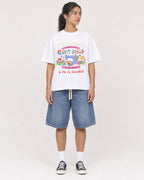 Mockup Boxy Heavyweight Tee White female full-body 16