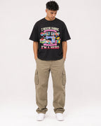 Mockup Boxy Heavyweight Tee Black male full-body 16