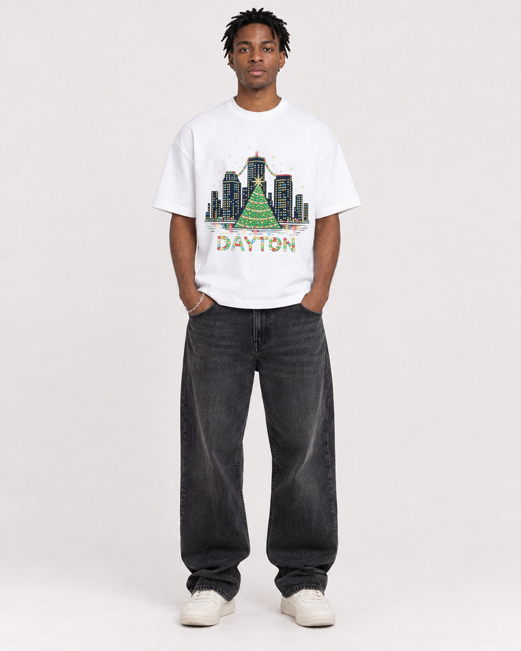 Mockup Boxy Heavyweight Tee White male full-body 05