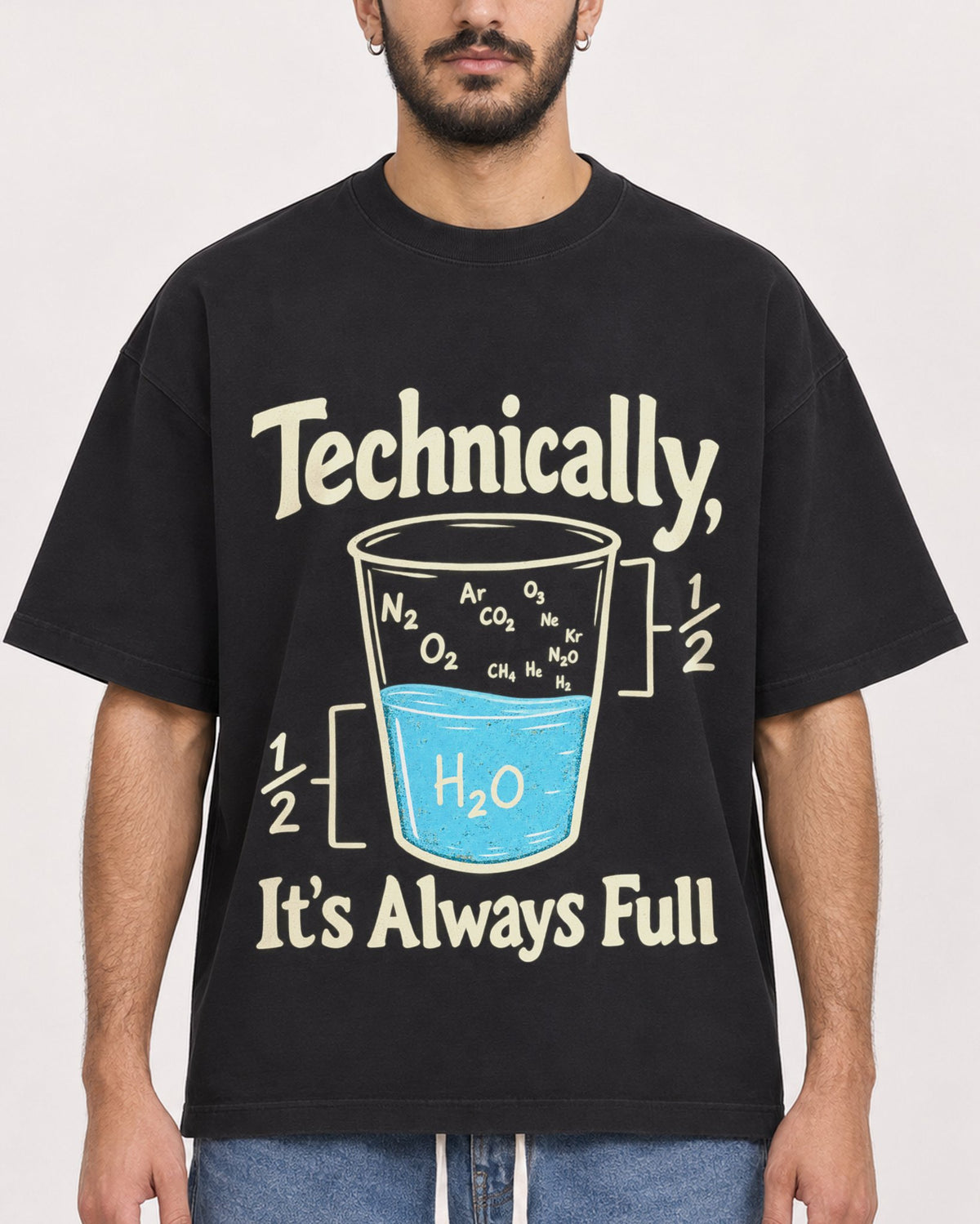 Mockup Boxy Heavyweight Tee Black male close-up 07