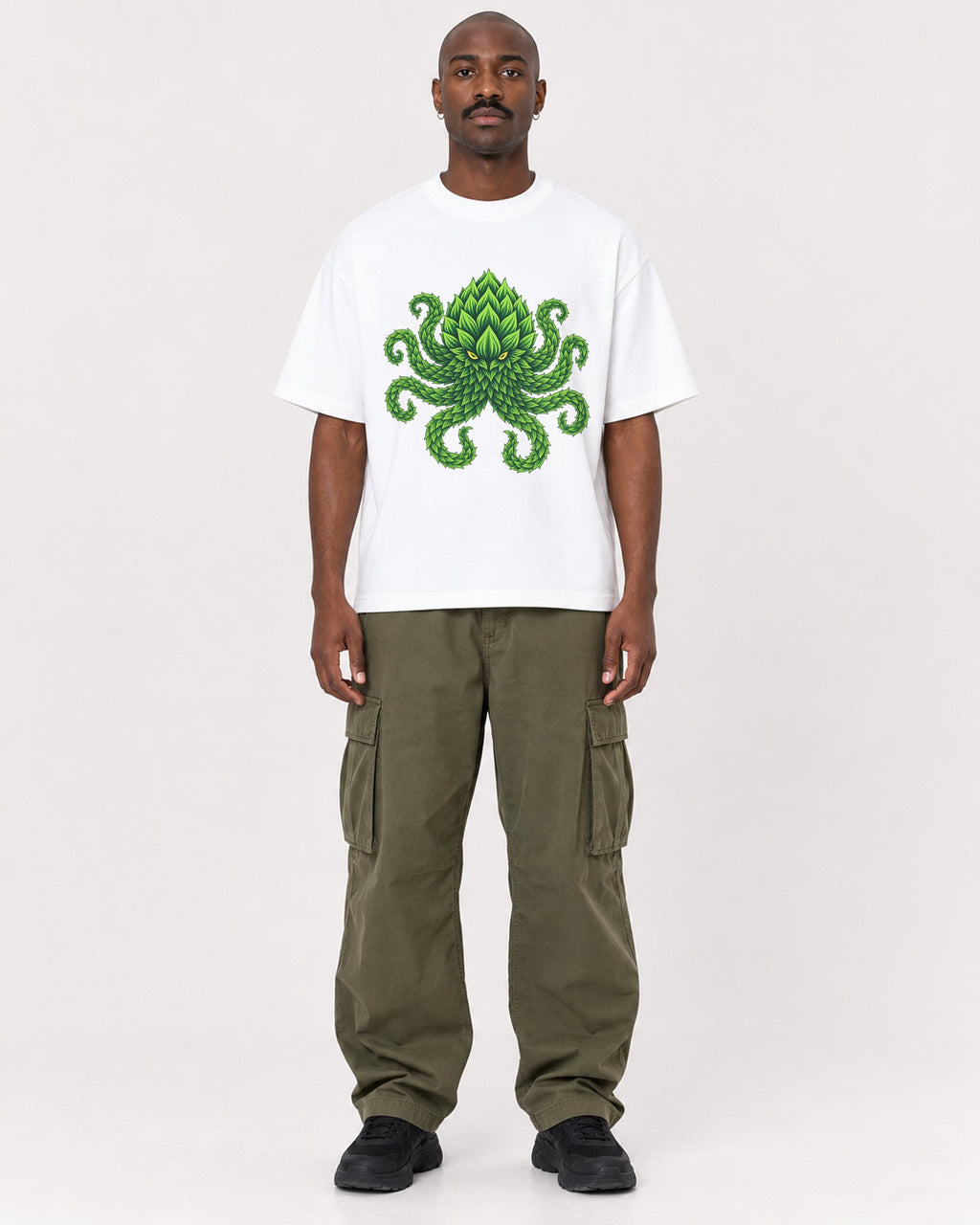 Mockup Boxy Heavyweight Tee White male full-body 44
