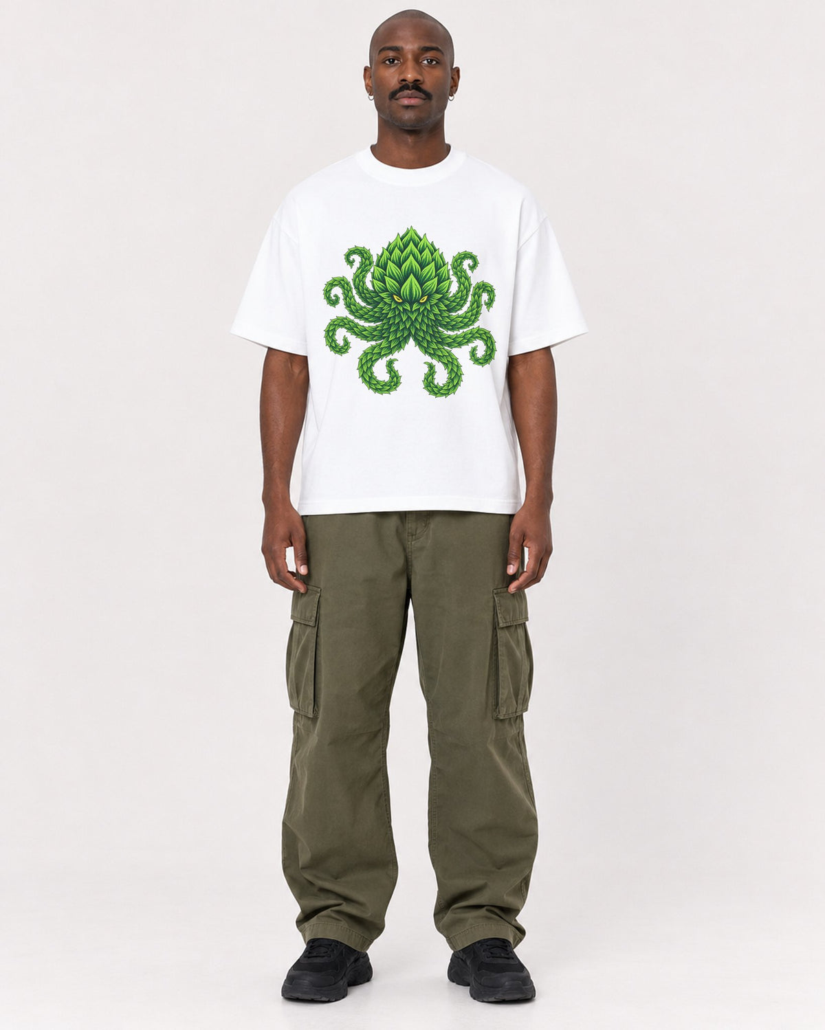 Mockup Boxy Heavyweight Tee White male full-body 44