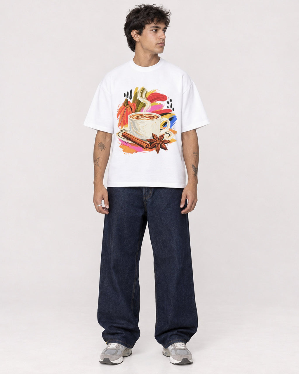 Mockup Boxy Heavyweight Tee White male full-body 06