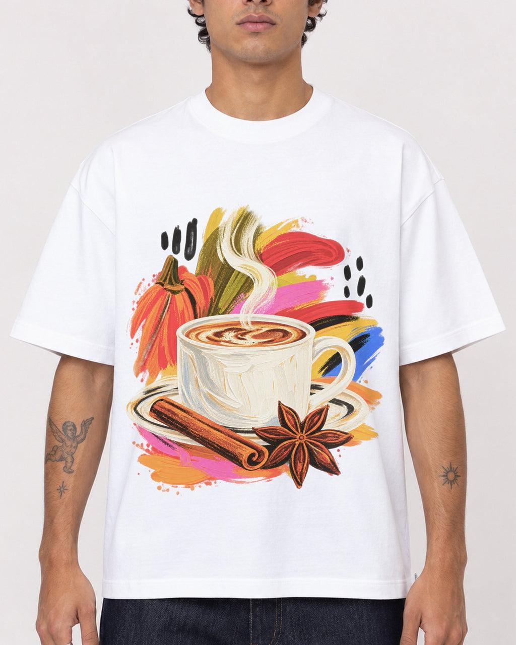 Mockup Boxy Heavyweight Tee White male close-up 06