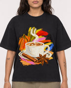 Mockup Boxy Heavyweight Tee Black female close-up 06