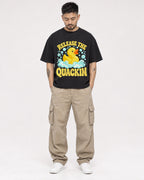 Mockup Boxy Heavyweight Tee Black male full-body 12
