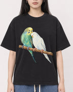 Mockup Boxy Heavyweight Tee Black female close-up 01