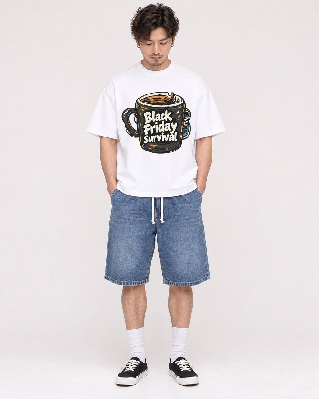 Mockup Boxy Heavyweight Tee White male full-body 03
