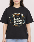 Mockup Boxy Heavyweight Tee Black female close-up 03