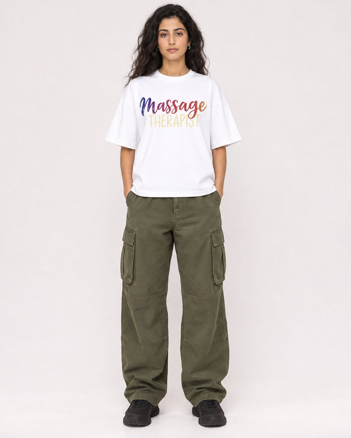 Mockup Boxy Heavyweight Tee White female full-body 07