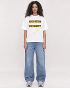 Mockup Boxy Heavyweight Tee White female full-body 10