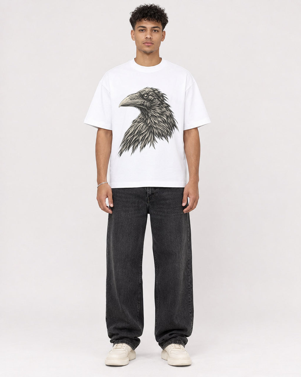 Mockup Boxy Heavyweight Tee White male full-body 20