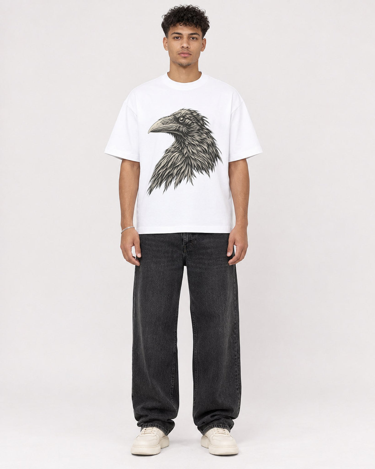 Mockup Boxy Heavyweight Tee White male full-body 20