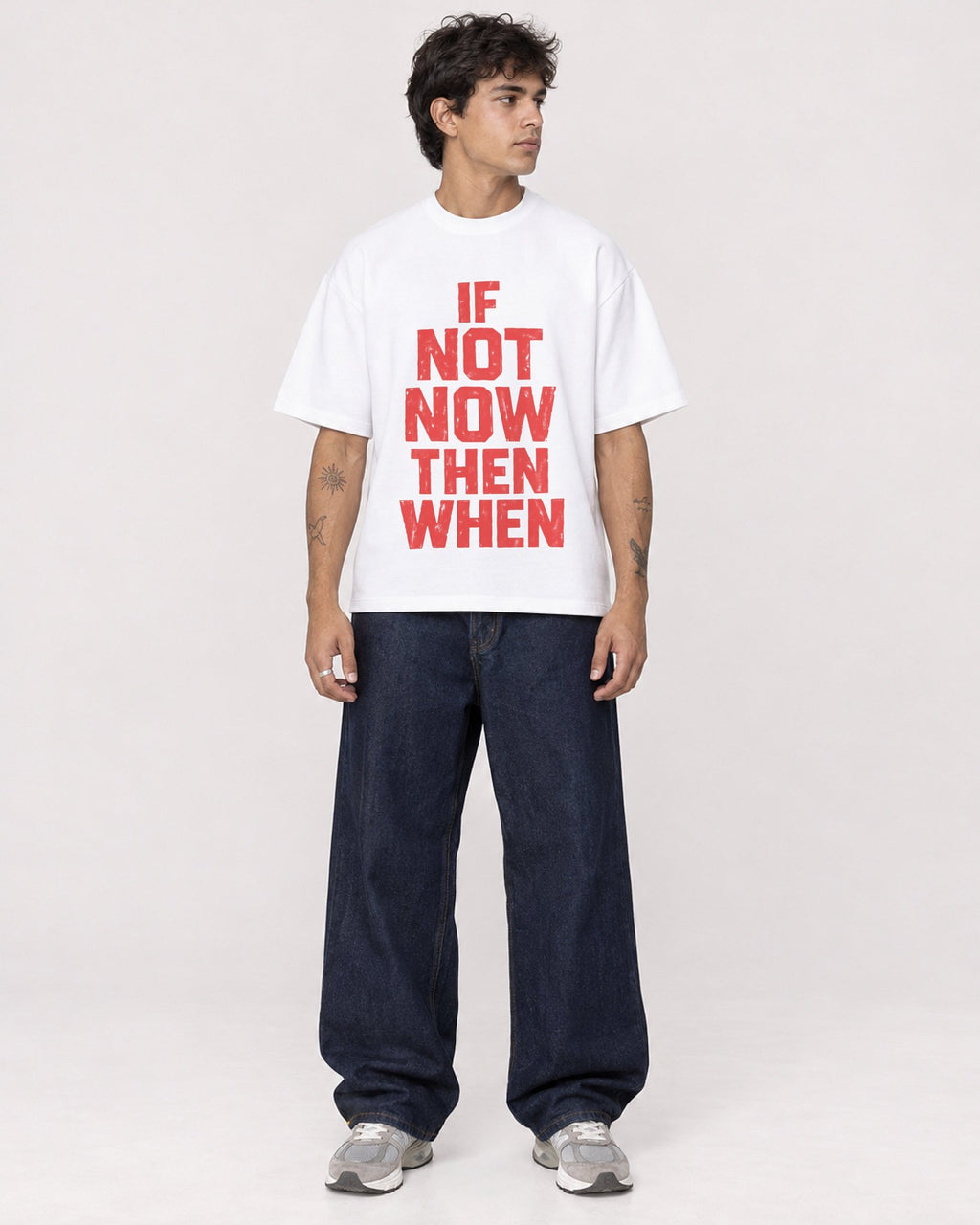 Mockup Boxy Heavyweight Tee White male full-body 06