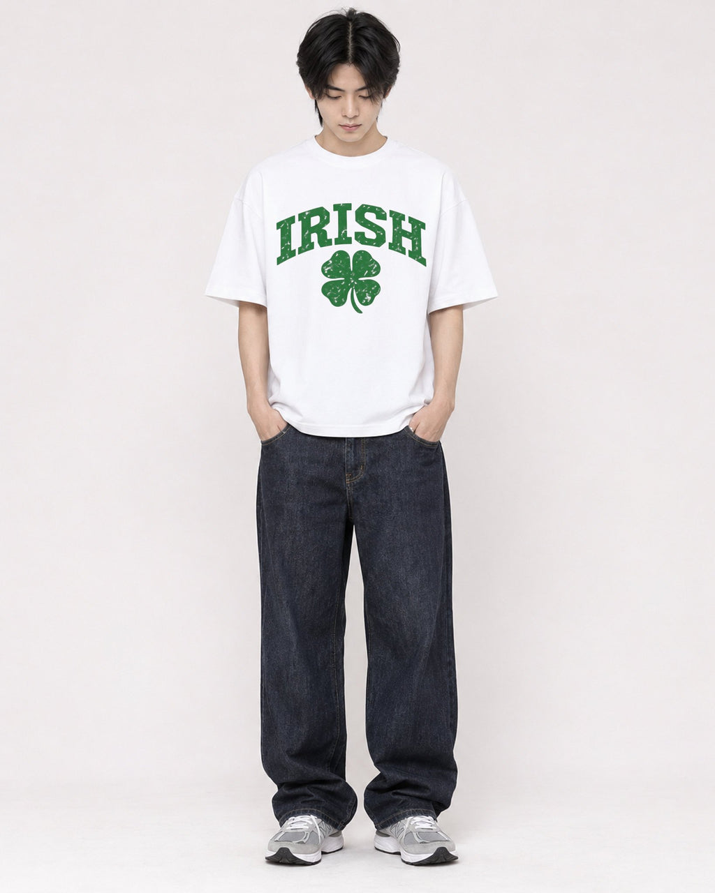 Mockup Boxy Heavyweight Tee White male full-body 11