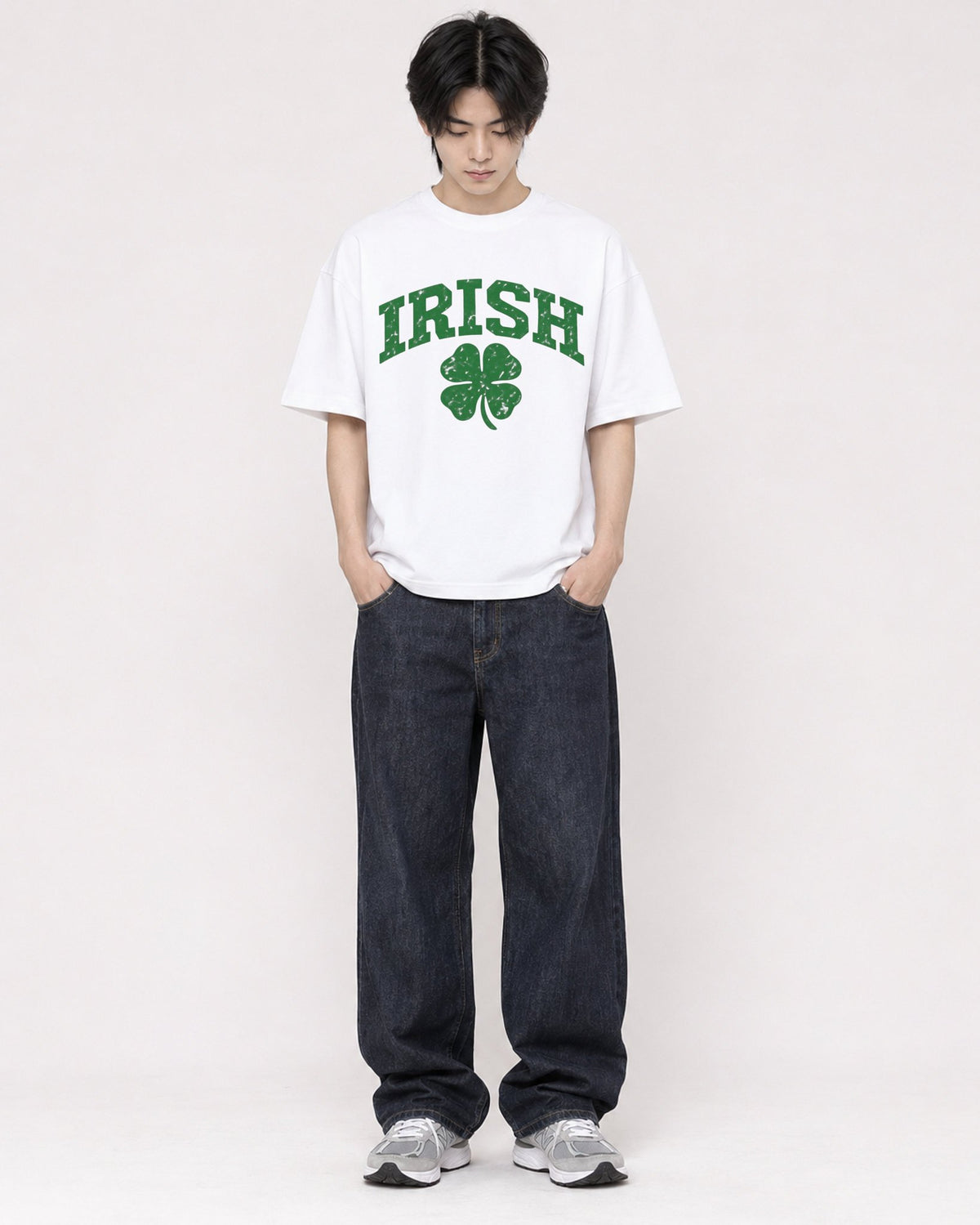 Mockup Boxy Heavyweight Tee White male full-body 11