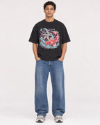 Mockup Boxy Heavyweight Tee Black male full-body 10