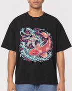 Mockup Boxy Heavyweight Tee Black male close-up 10