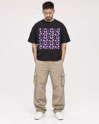 Mockup Boxy Heavyweight Tee Black male full-body 12