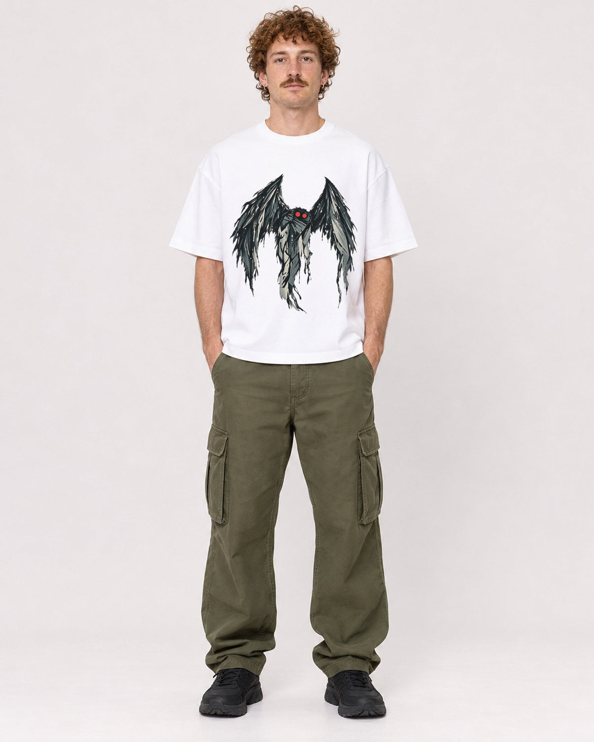 Mockup Boxy Heavyweight Tee White male full-body 09