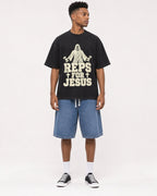 Mockup Boxy Heavyweight Tee Black male full-body 15