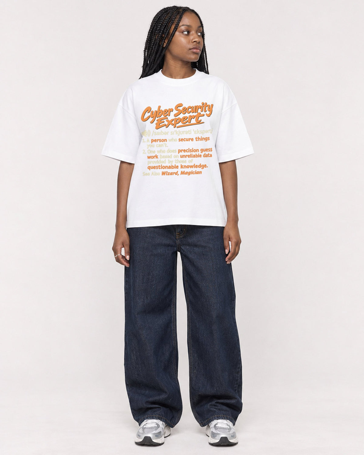 Mockup Boxy Heavyweight Tee White female full-body 04