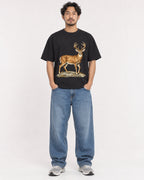 Mockup Boxy Heavyweight Tee Black male full-body 02