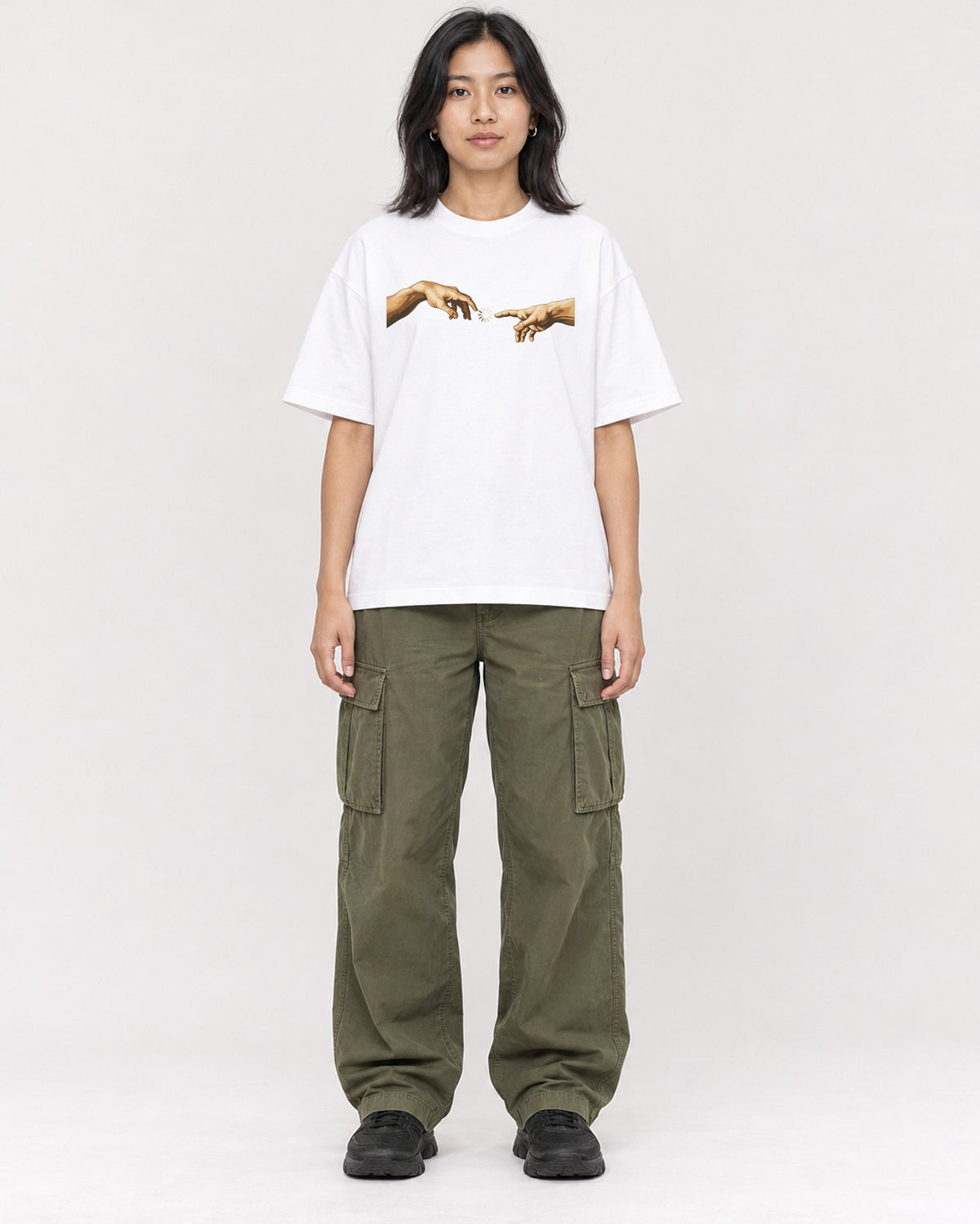 Mockup Boxy Heavyweight Tee White female full-body 22