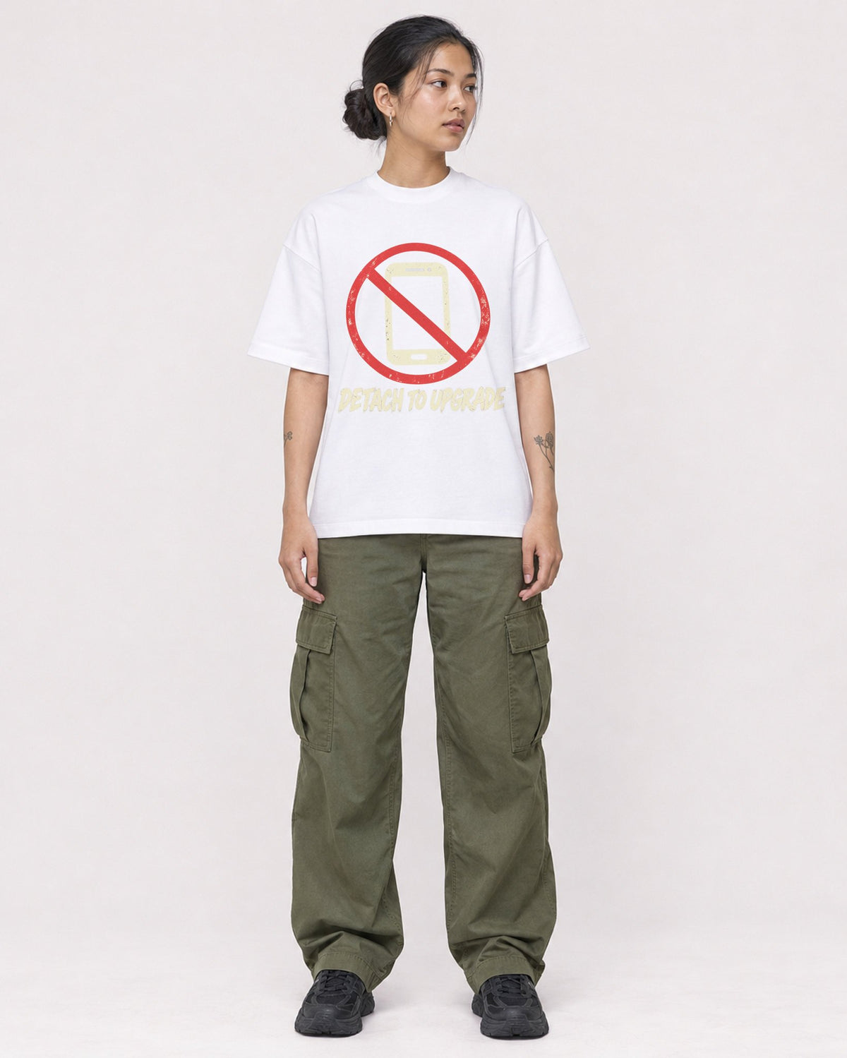 Mockup Boxy Heavyweight Tee White female full-body 12